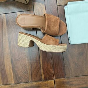 VINCE Margo Platform Sandal In Dark Sequoia 5